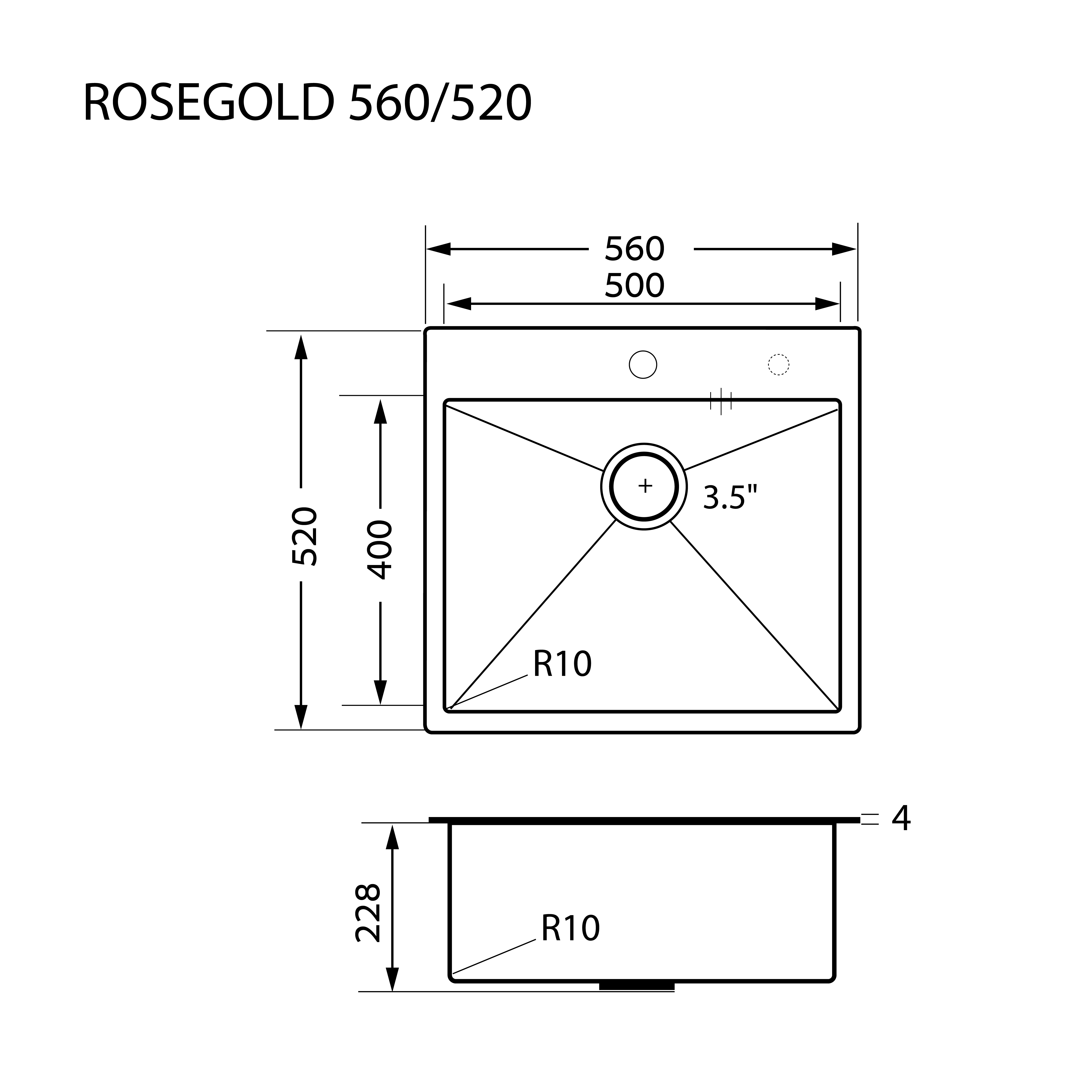 ซิงค์ล้างจาน 1 หลุม ROSEGOLD 560/520 สีโรสโกลว์