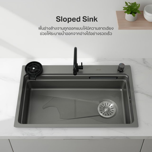 ซิงค์ล้างจาน 1 หลุม สีเทาไทเทเนียม UNITY 800/490+