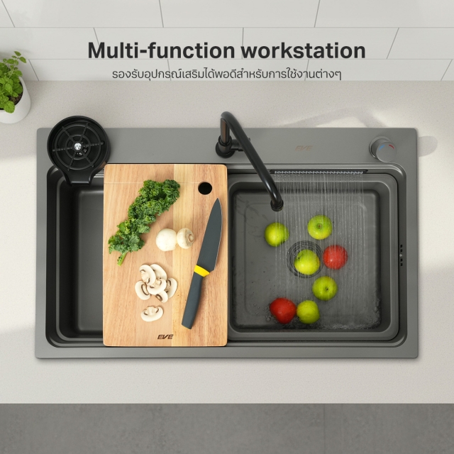 ซิงค์ล้างจาน 1 หลุม สีเทาไทเทเนียม UNITY 800/490+