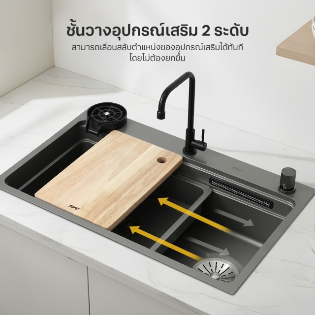 ซิงค์ล้างจาน 1 หลุม สีเทาไทเทเนียม UNITY 800/490+