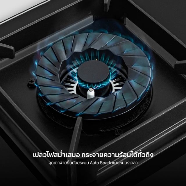 เตาแก๊ส 2 หัว แบบฝัง EVE ฐานกระจกนิรภัยสีดำ HB73-B789G/BG