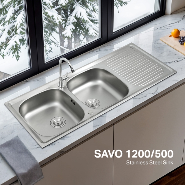 ซิงค์ล้างจาน 2 หลุม SAVO 1200/500
