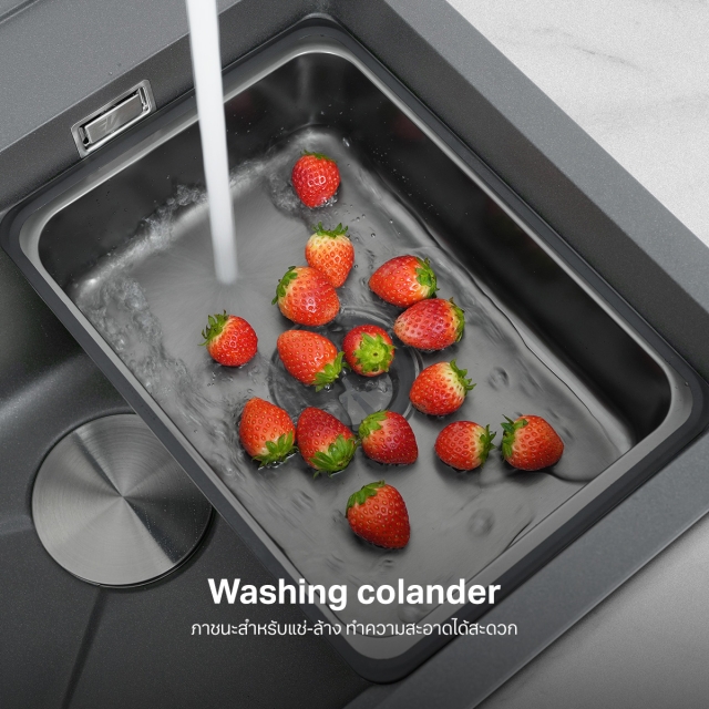 ซิงค์ล้างจาน หินแกรนิตสังเคราะห์ รุ่น NEROLUX 600/500 SUPER GREY