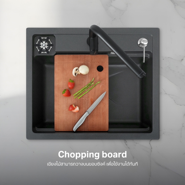 ซิงค์ล้างจาน หินแกรนิตสังเคราะห์ รุ่น NEROLUX 600/500 SUPER GREY