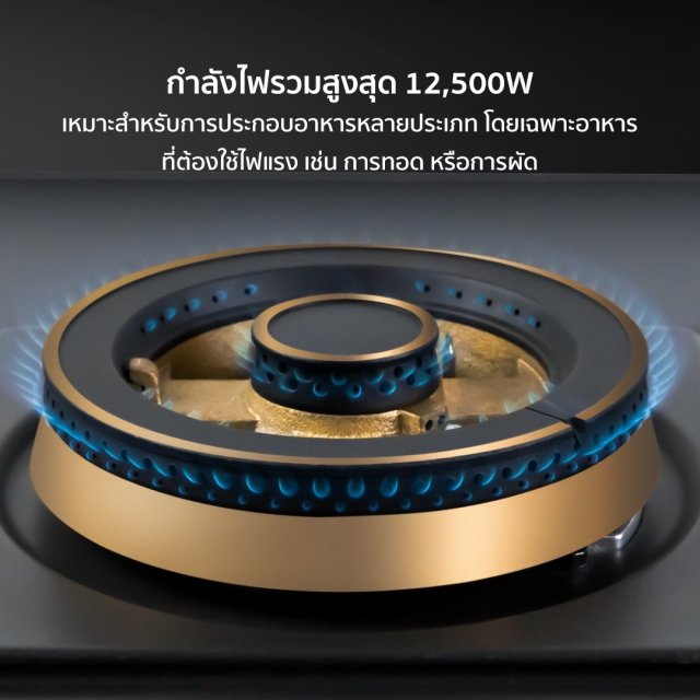 เตาแก๊ส 4 หัว แบบฝัง ฐานกระจกนิรภัย HB60-4BBL/BG