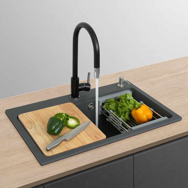 ก๊อกน้ำอ่างล้างจาน ก๊อกซิงค์ล้างจาน ก๊อกน้ำสีดำ AZTAC II BLACK