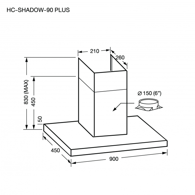 เครื่องดูดควัน HC-SHADOW-90 PLUS