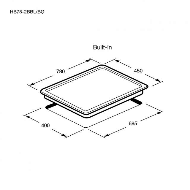 เตาแก๊ส 2 หัว แบบฝัง ฐานกระจกนิรภัย HB78-2BBL/BG