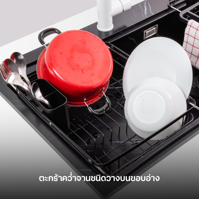 ซิงค์ล้างจาน 1 หลุม หินอ่อนสังเคราะห์   รุ่น MOONRIVER 780/520 BLACK